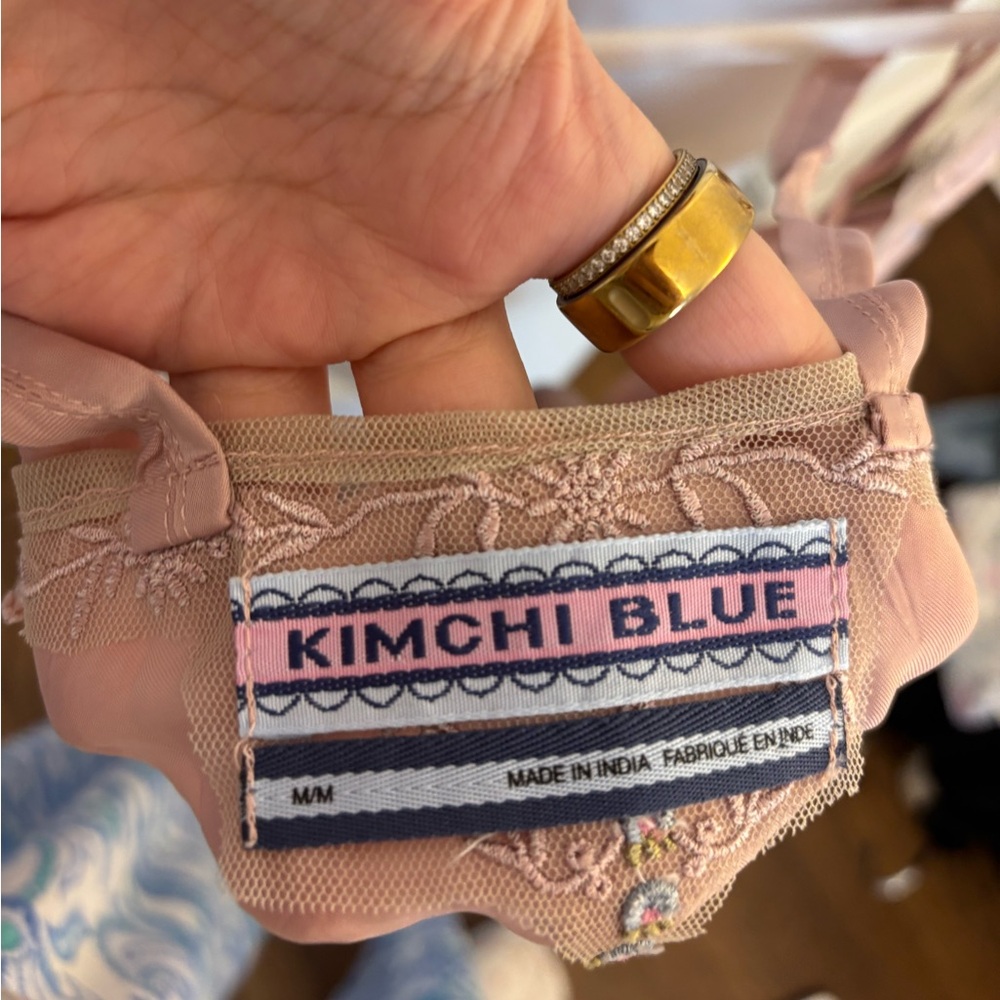 Kimchi Blue Pink to Brown Ombre Embroidered Silk Tank - Picture 3 of 3